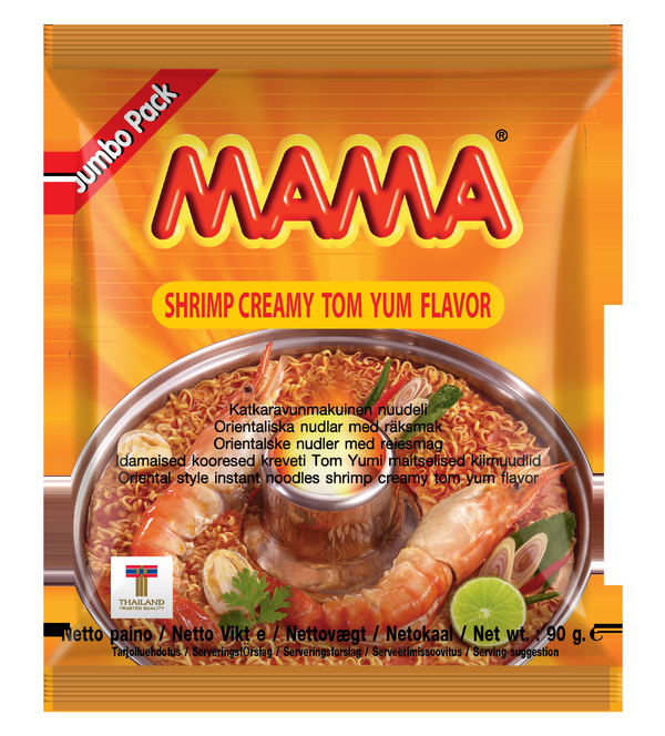 MAMA Idamaised kreemjad Tom Yum krevetimaitselised nuudlid 90g (22 tk)